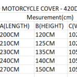 H2O PRO 420D Motorcycle Orange Cover 6 size chart 1