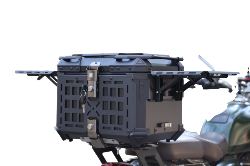 Aluminium 45 L Armoured Top box With openable tray both side - MH Moto