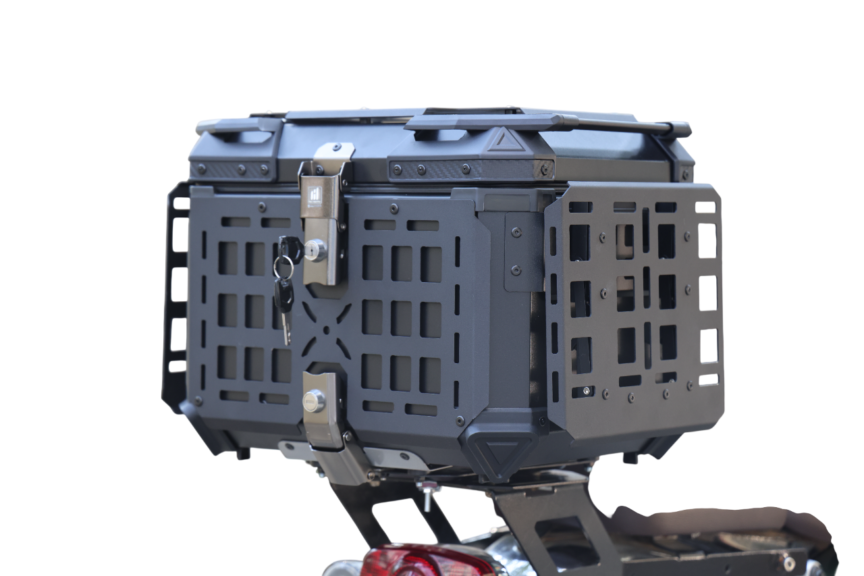 Aluminium 45 L Armoured Top box With openable tray both side - MH Moto